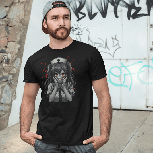 Amine Manga Unisex Horror Blood Nurse T-Shirt