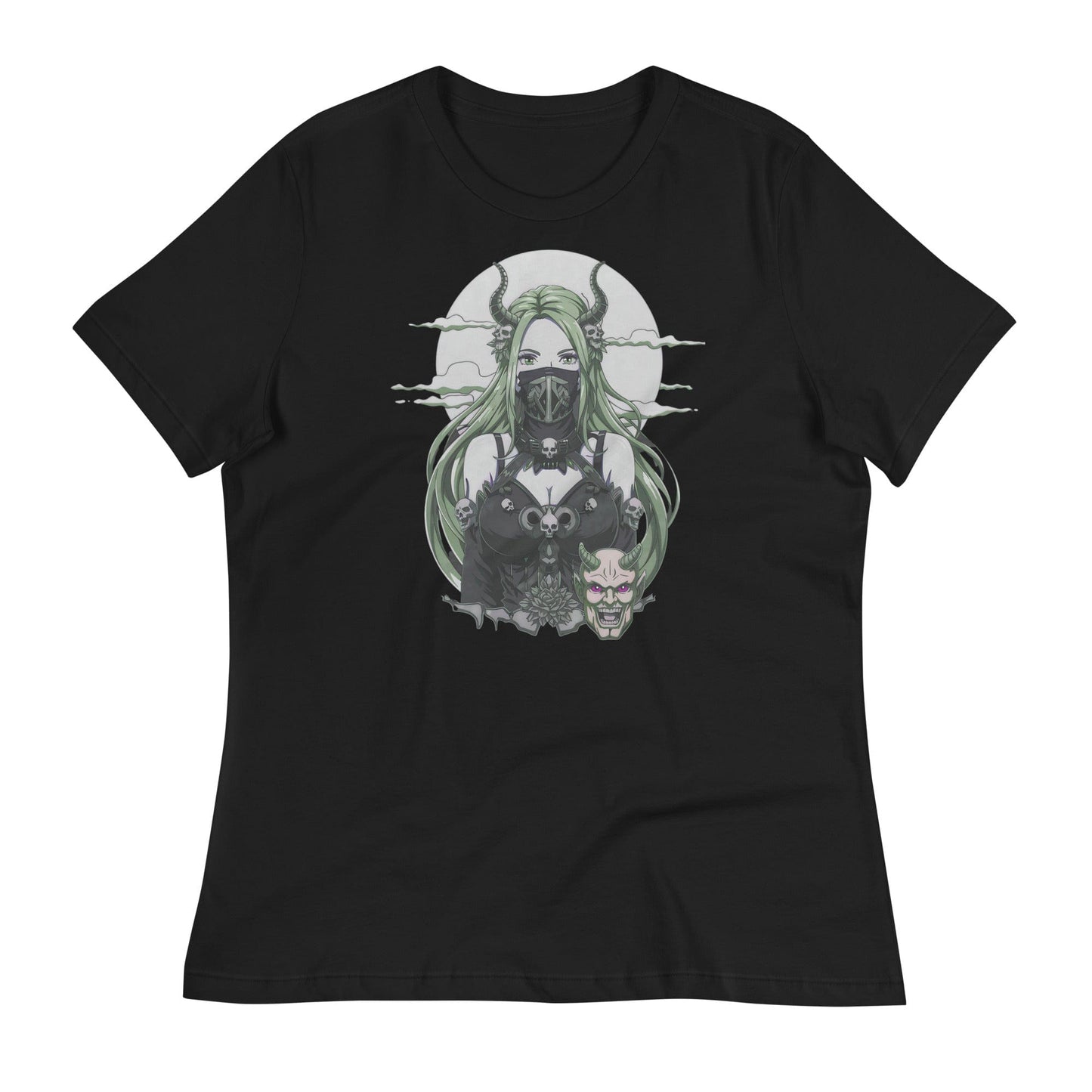 Anime Dark Fantasy Masked Otaku Demon Girl Women's Relaxed T-Shirt