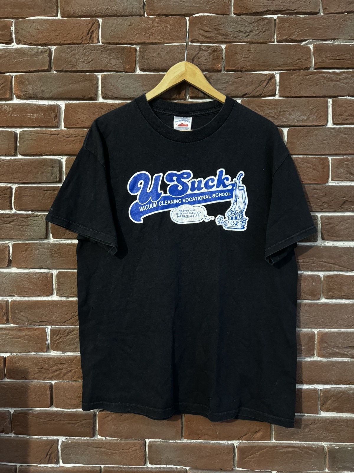 00s Vintage U Suck Funny Sentence Humor Tee Band Art Y2k L