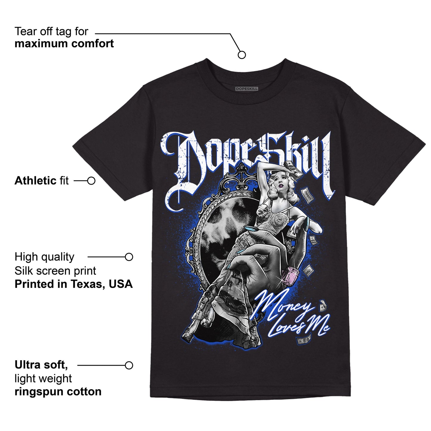 Hyper Royal 12s DopeSkill T-Shirt Money Loves Me Graphic