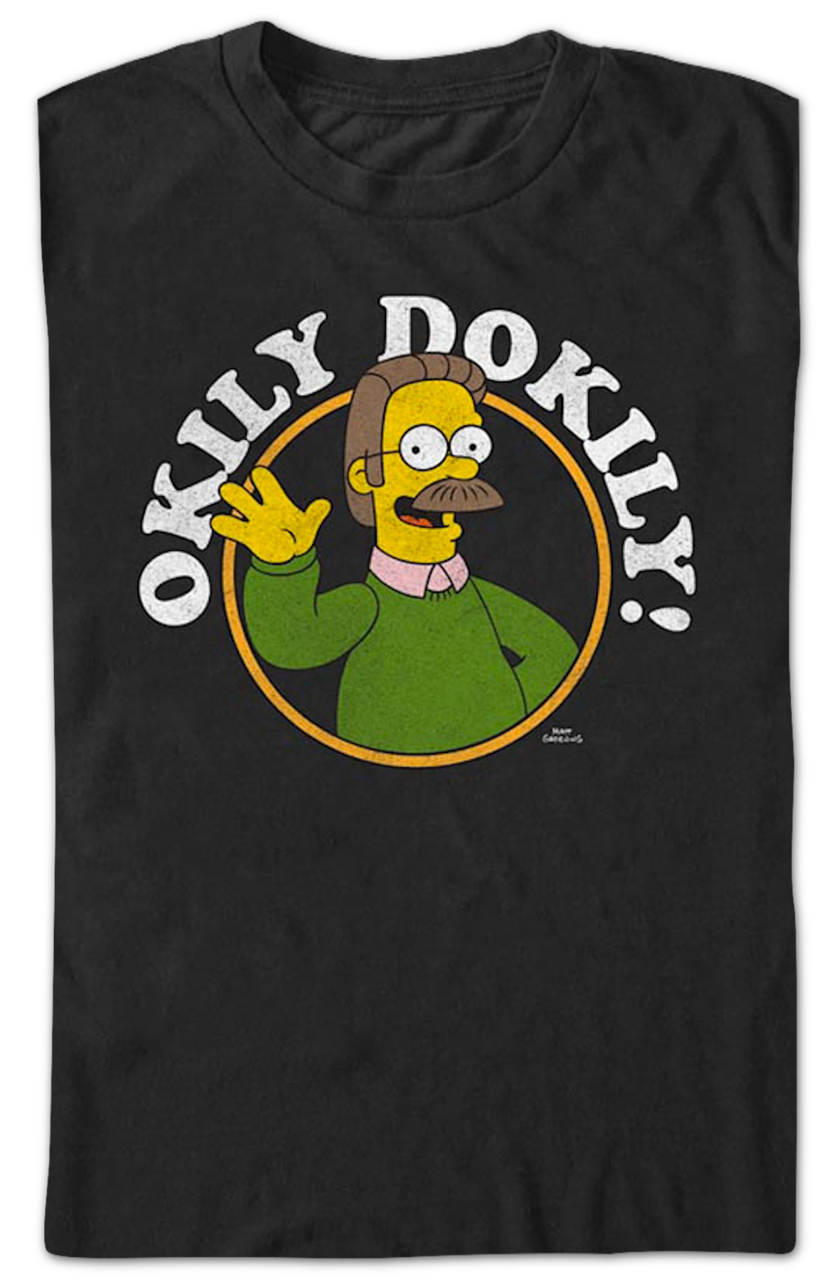 Black Ned Flanders Okily Dokily Simpsons T-Shirt