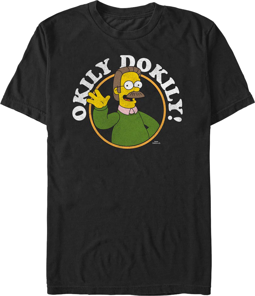 Black Ned Flanders Okily Dokily Simpsons T-Shirt