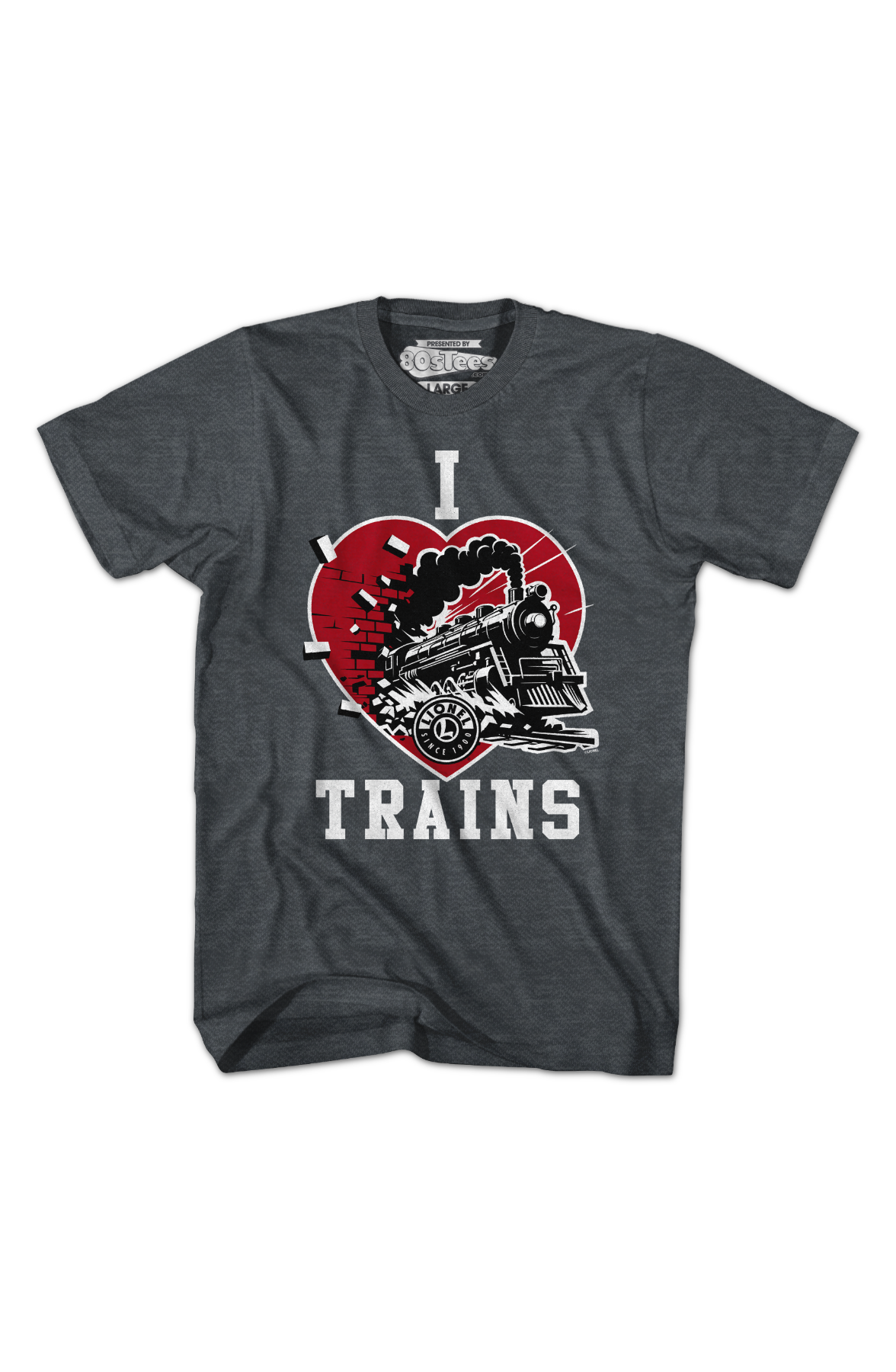 Dark Heather I Love Trains Lionel Trains T-Shirt