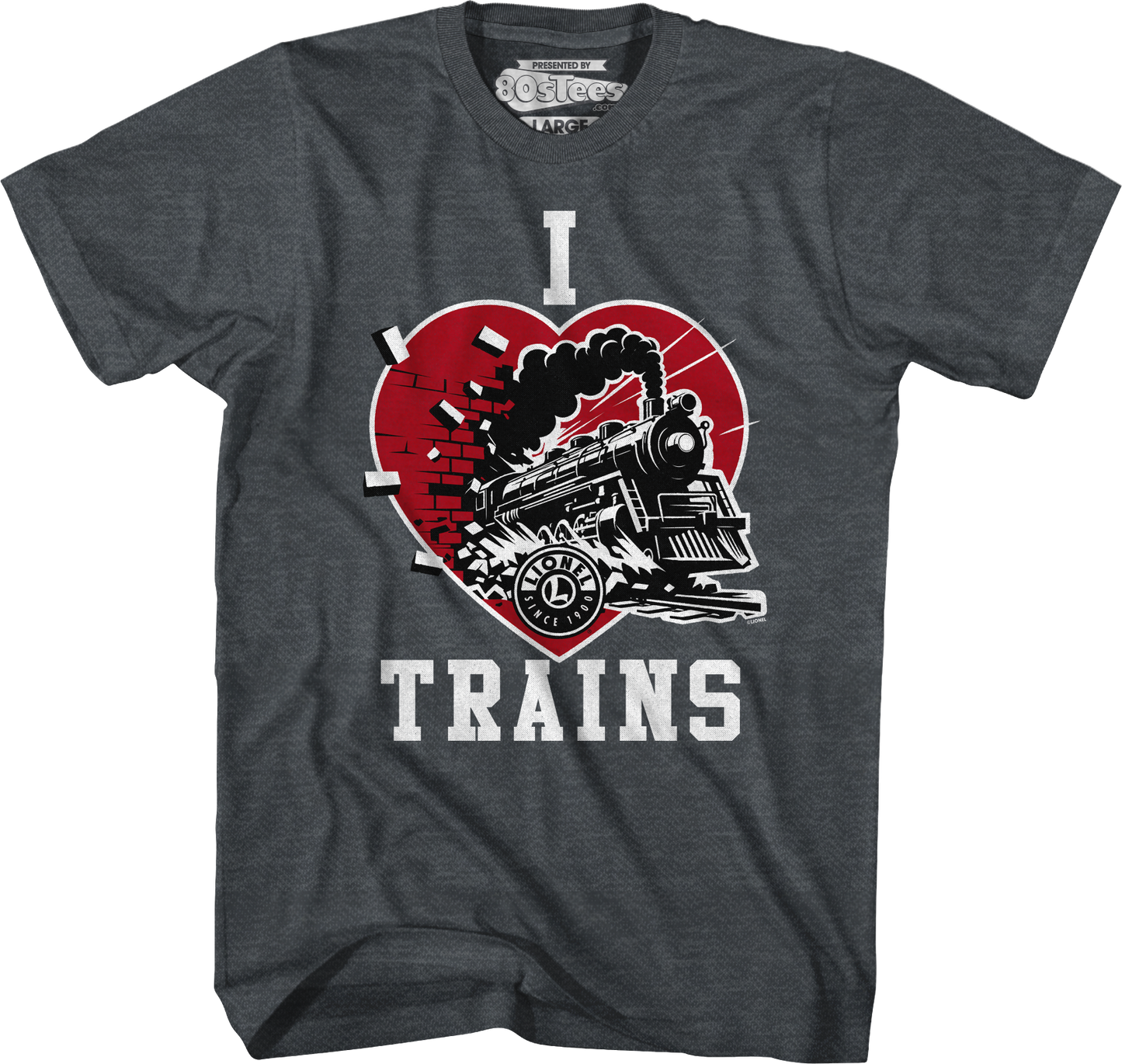 Dark Heather I Love Trains Lionel Trains T-Shirt