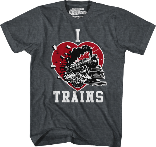 Dark Heather I Love Trains Lionel Trains T-Shirt