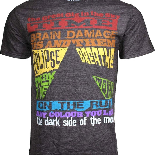 Dark Side of the Moon Track List Pink Floyd T-Shirt