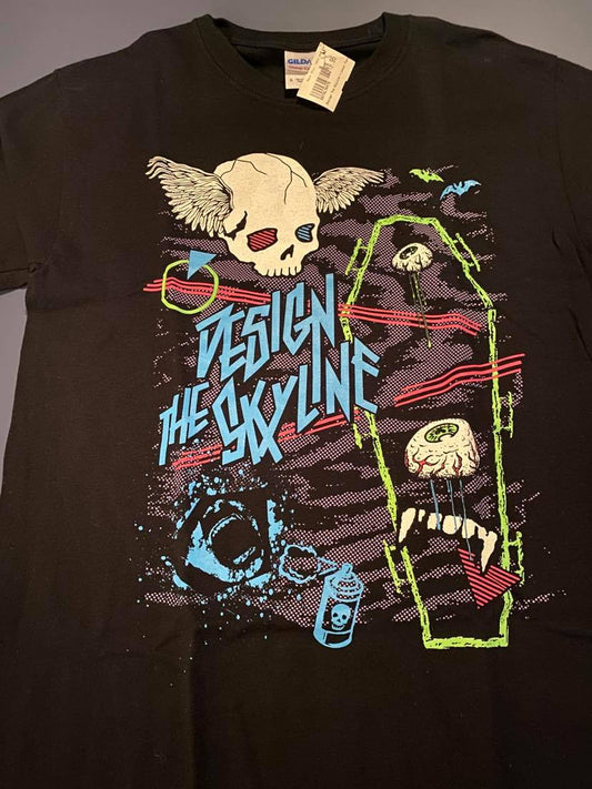 Design The Skyline Bat Skull T-Shirt