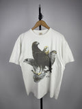 00s Vintage Eagle Hawk Bird Graphic T Shirt White Nature Tee