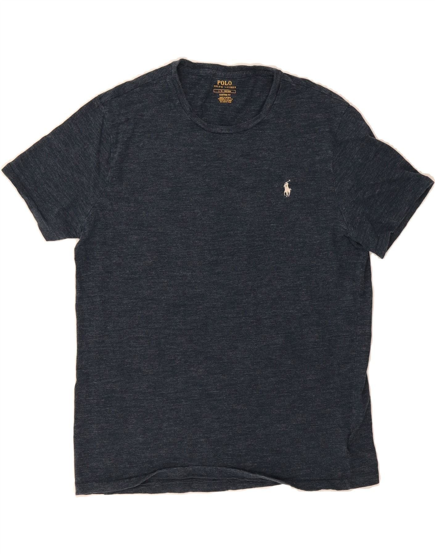 Polo Ralph Lauren Womens Custom Fit T Shirt Top Uk 16 Large Navy Blue