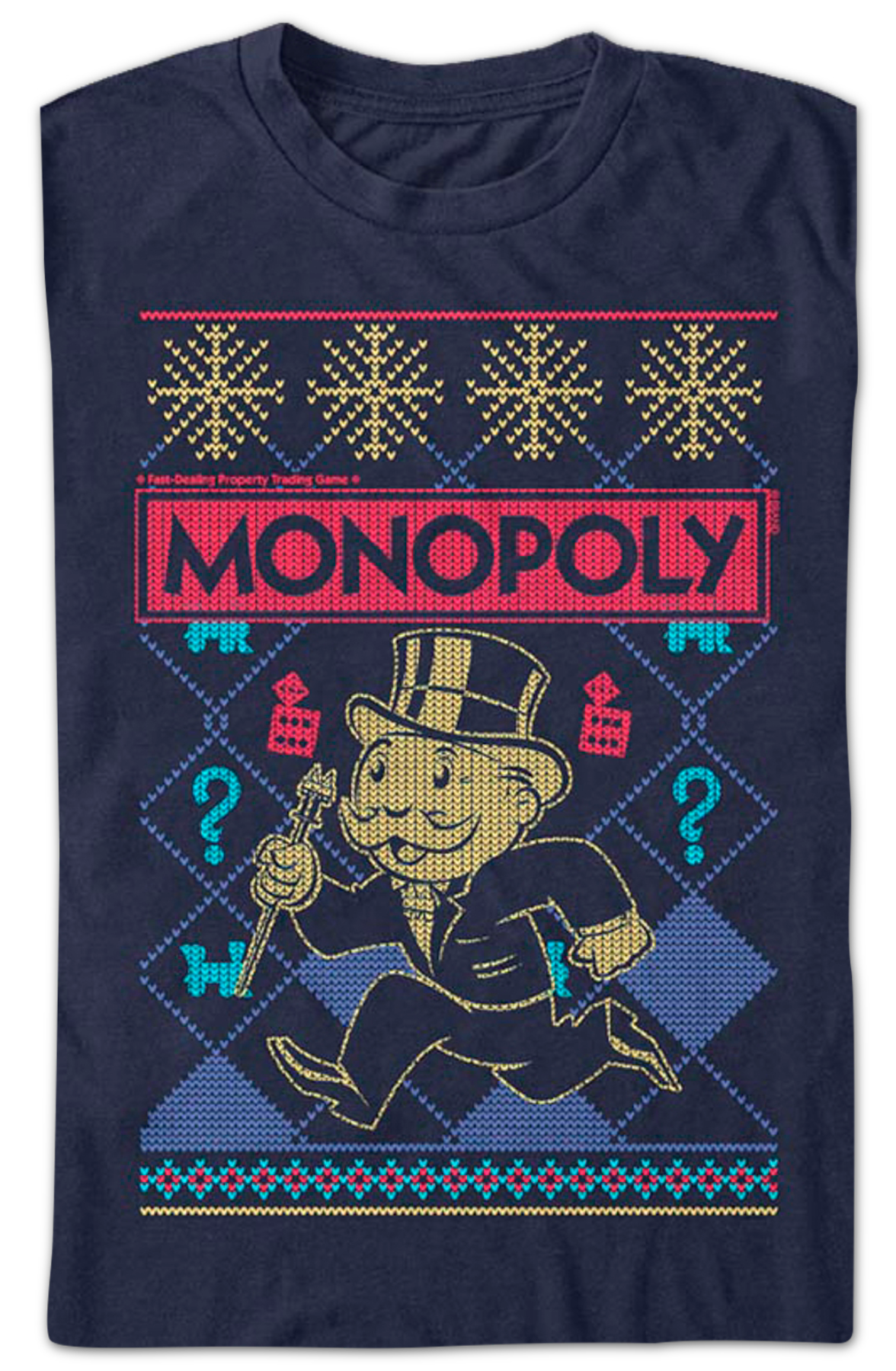 Faux Ugly Christmas Sweater Monopoly T-Shirt