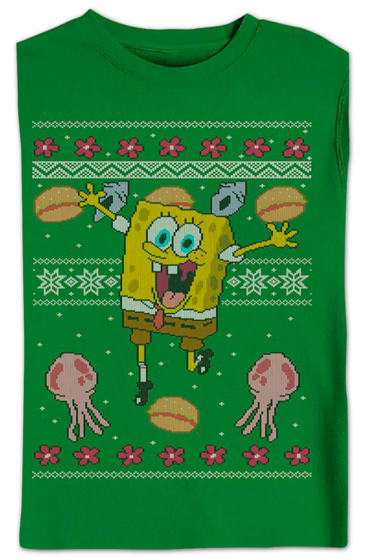 Faux Ugly Christmas Sweater SpongeBob SquarePants Sweatshirt