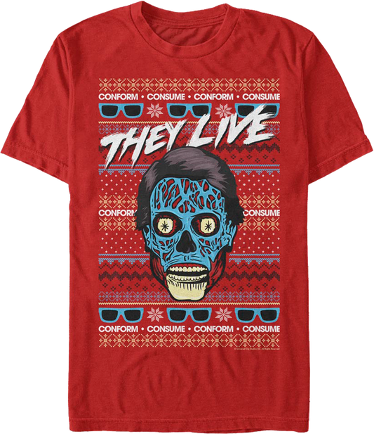 Faux Ugly Christmas Sweater They Live T-Shirt
