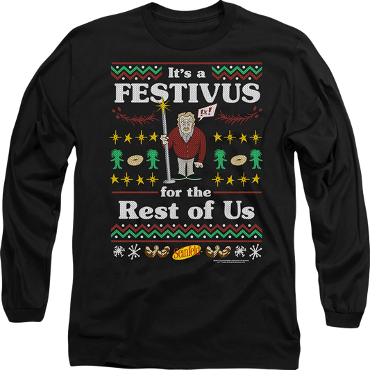 Faux Ugly Festivus Sweater Seinfeld Long Sleeve Shirt