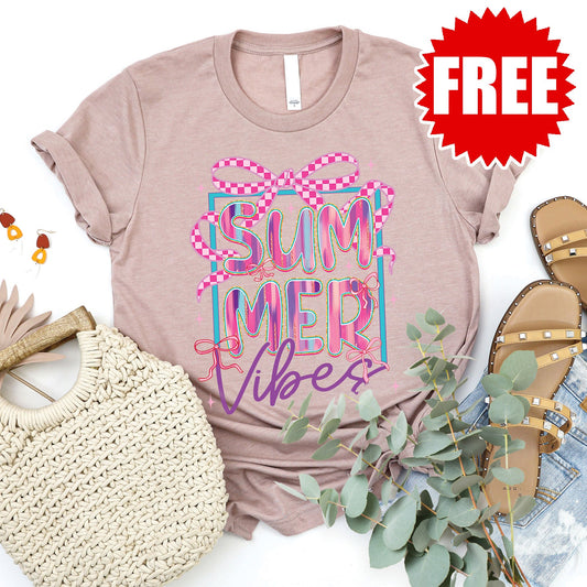 Summer Vibes Tee - Heather Pink Gravel - 0 Style001
