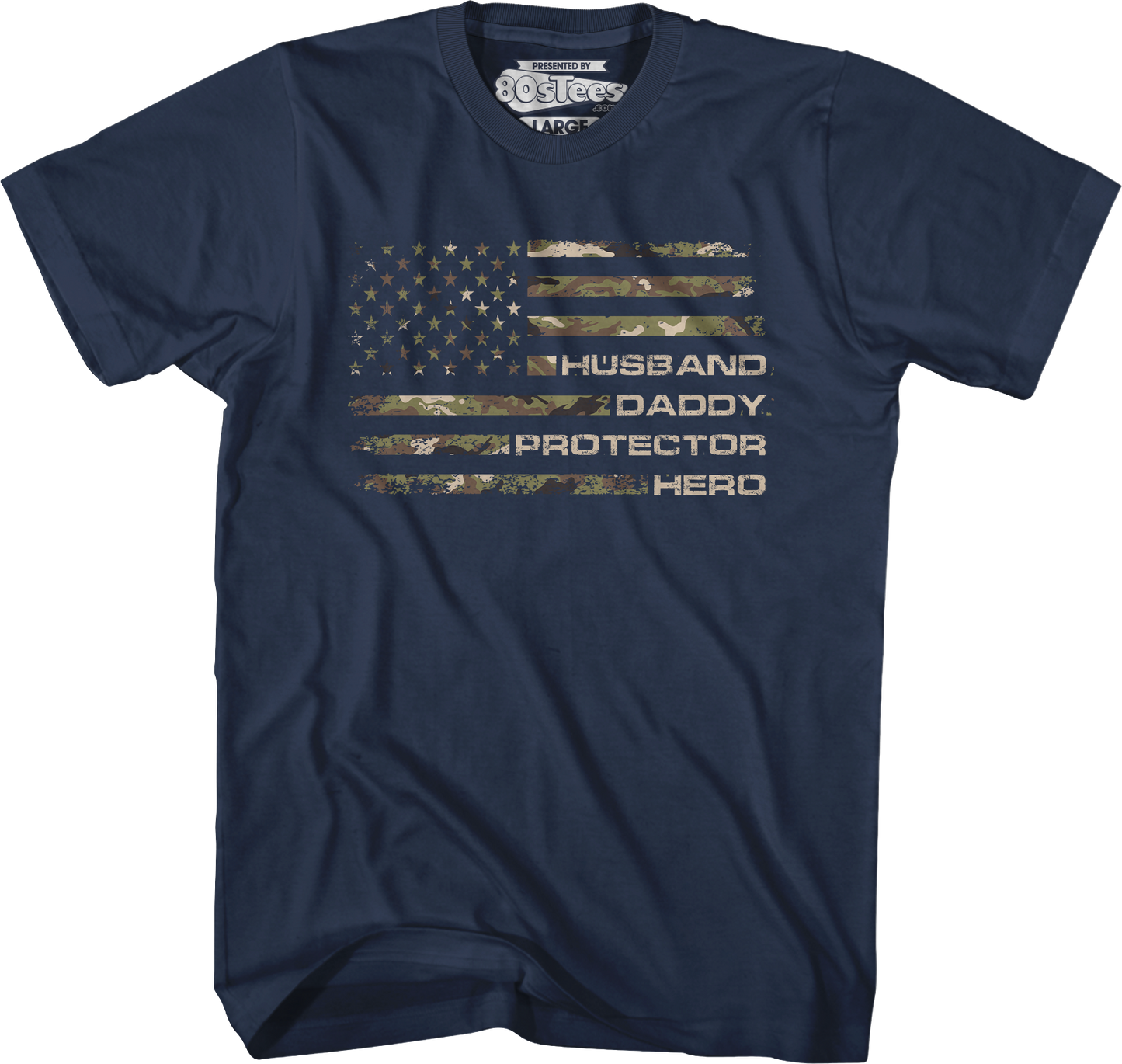 Husband Daddy Protector Hero Flag T-Shirt