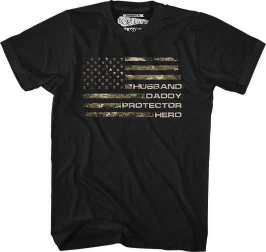 Husband Daddy Protector Hero Flag T-Shirt