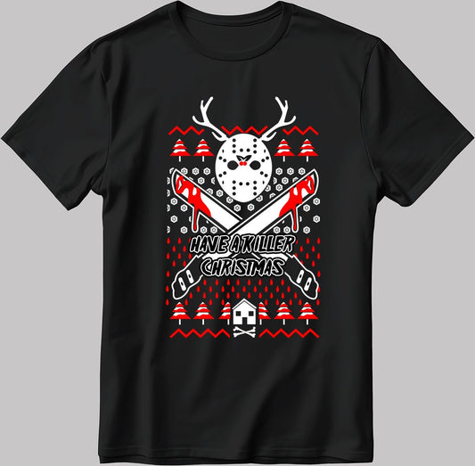 Christmas Poster Have A Killer Christmas Short Sleeve White-Black Men's / Women's T Shirt U347