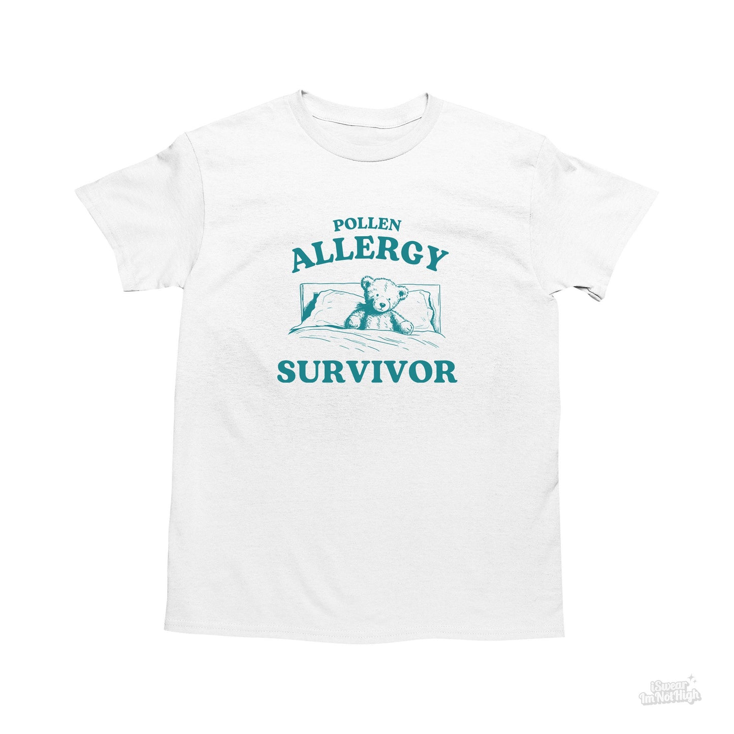 Pollen Allergy Survivor, Funny Allergic Shirt, Bear T Shirt, Dumb Y2k Shirt, Stupid Allergies T Shirt, Cartoon Tee, Silly Meme Shirt, Goofy