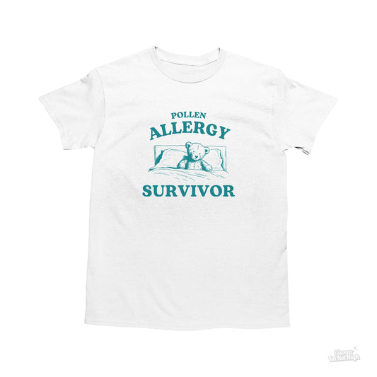 Pollen Allergy Survivor, Funny Allergic Shirt, Bear T Shirt, Dumb Y2k Shirt, Stupid Allergies T Shirt, Cartoon Tee, Silly Meme Shirt, Goofy