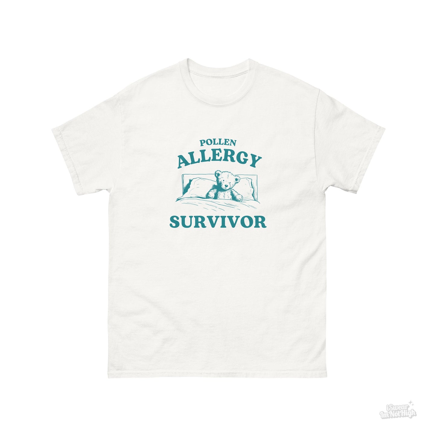 Pollen Allergy Survivor, Funny Allergic Shirt, Bear T Shirt, Dumb Y2k Shirt, Stupid Allergies T Shirt, Cartoon Tee, Silly Meme Shirt, Goofy