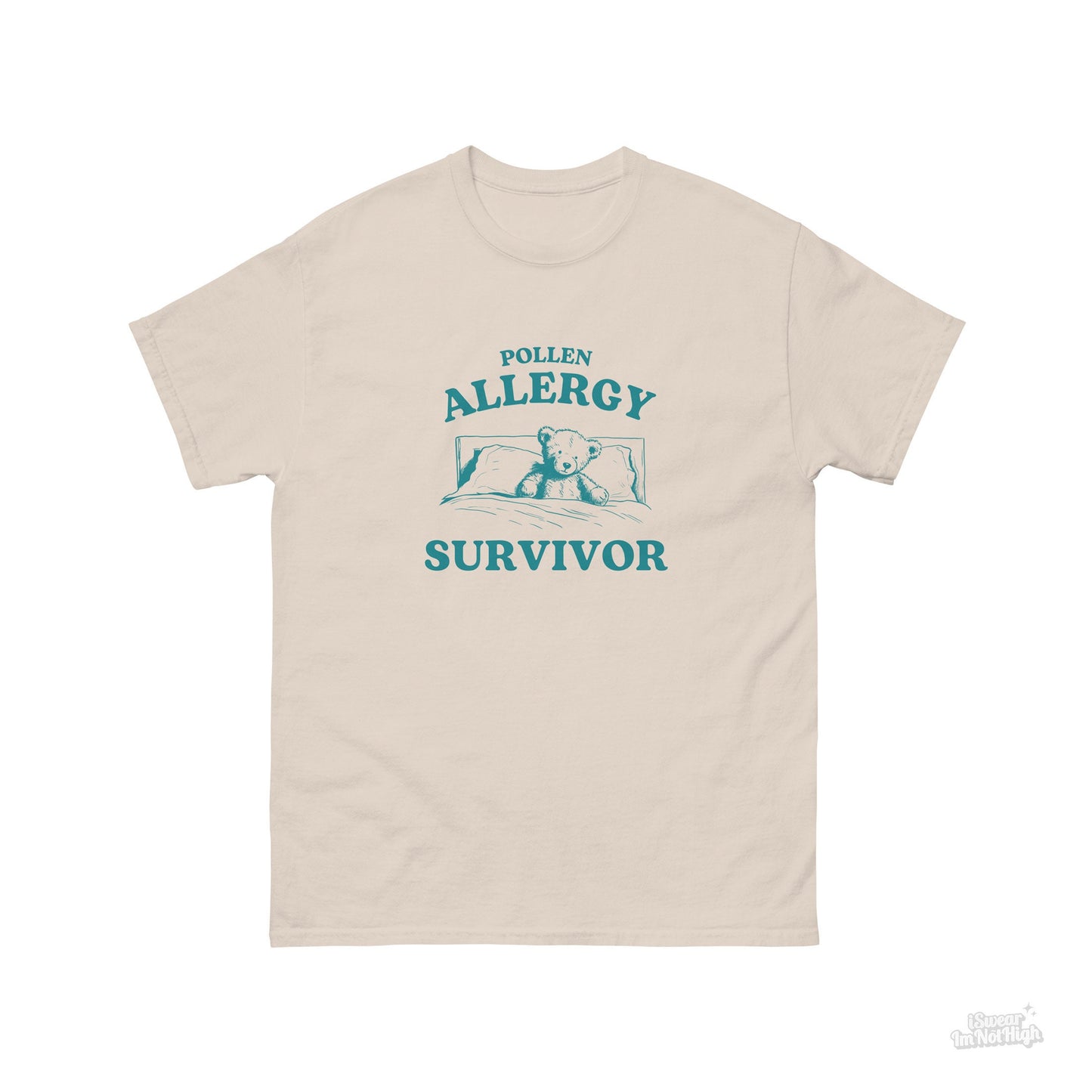 Pollen Allergy Survivor, Funny Allergic Shirt, Bear T Shirt, Dumb Y2k Shirt, Stupid Allergies T Shirt, Cartoon Tee, Silly Meme Shirt, Goofy