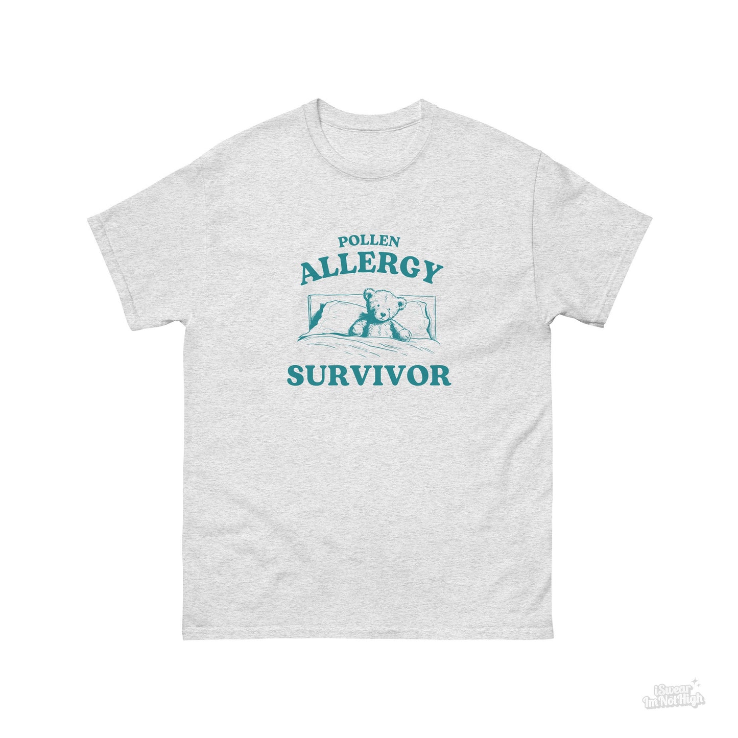 Pollen Allergy Survivor, Funny Allergic Shirt, Bear T Shirt, Dumb Y2k Shirt, Stupid Allergies T Shirt, Cartoon Tee, Silly Meme Shirt, Goofy