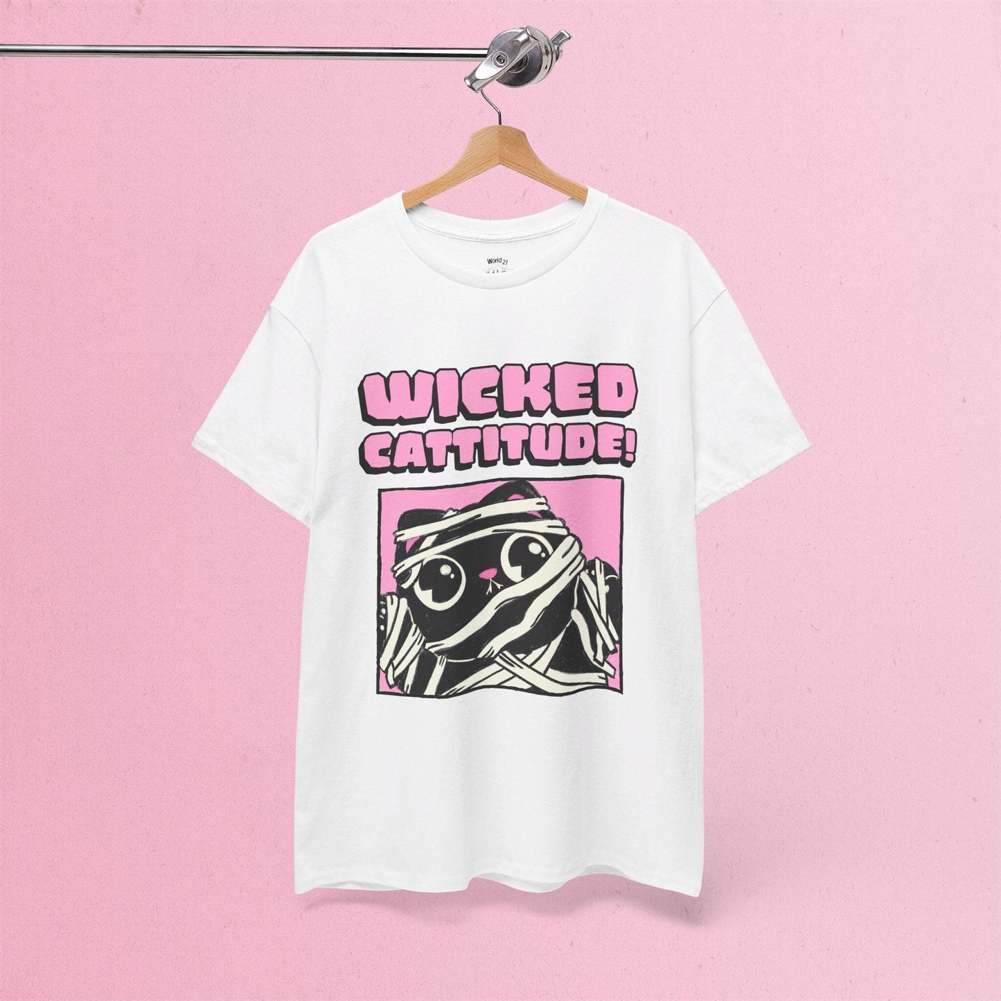 Wicked Cattitude T-Shirt | Cat Halloween Shirt, Cute Halloween Shirt, Spooky Season Tee, Pastel Goth, Funny Cat Shirt, Trick or Treat Shirt