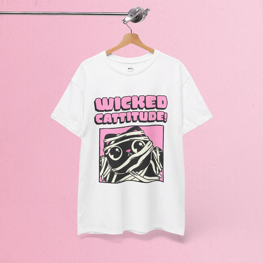 Wicked Cattitude T-Shirt | Cat Halloween Shirt, Cute Halloween Shirt, Spooky Season Tee, Pastel Goth, Funny Cat Shirt, Trick or Treat Shirt