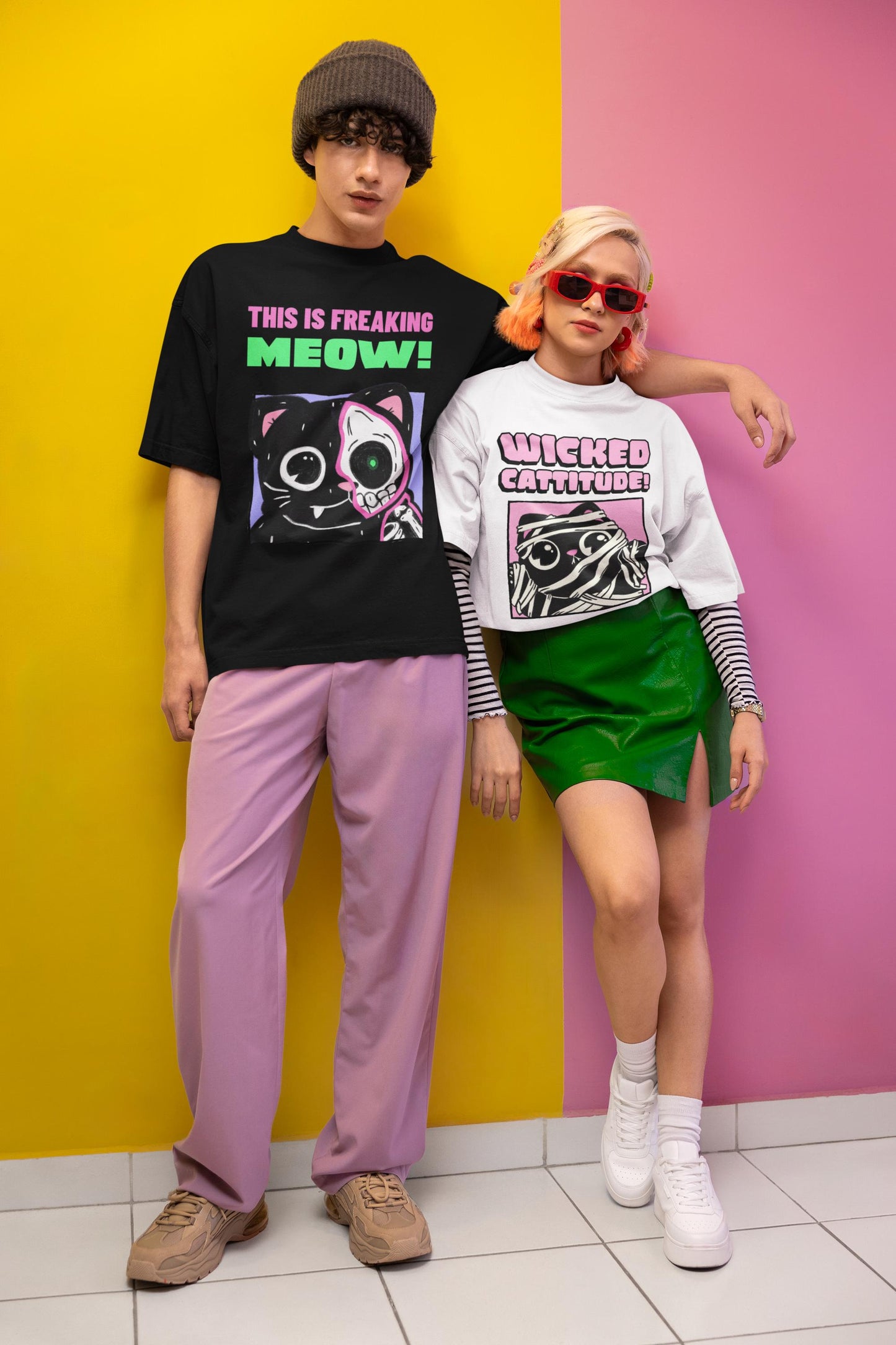 Wicked Cattitude T-Shirt | Cat Halloween Shirt, Cute Halloween Shirt, Spooky Season Tee, Pastel Goth, Funny Cat Shirt, Trick or Treat Shirt