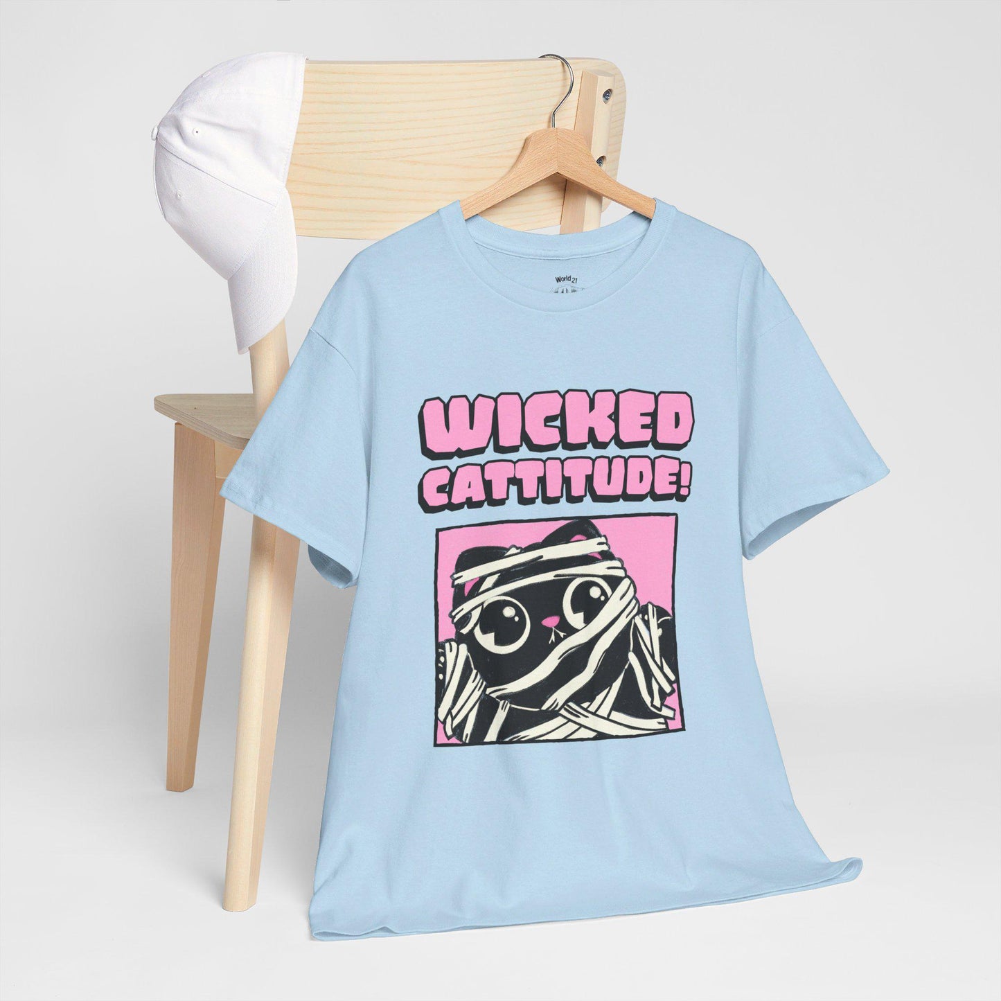 Wicked Cattitude T-Shirt | Cat Halloween Shirt, Cute Halloween Shirt, Spooky Season Tee, Pastel Goth, Funny Cat Shirt, Trick or Treat Shirt