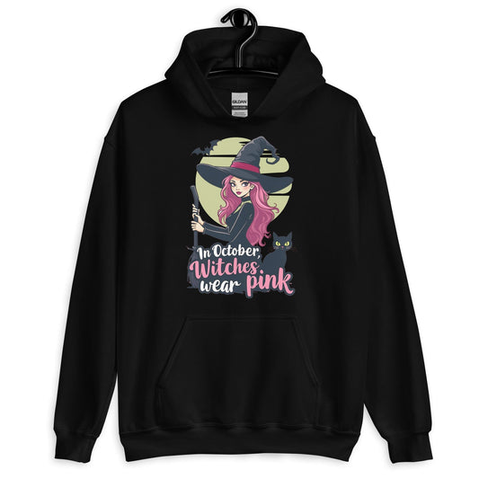 In October Witches Wear Pink Unisex Pullover Hoodie