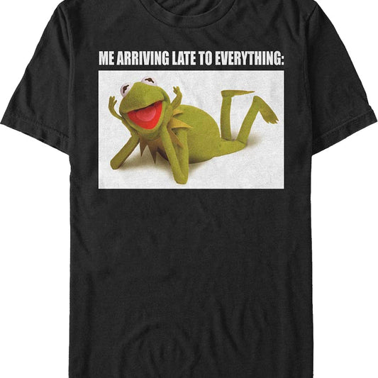 Black Kermit The Frog Late To Everything Muppets T-Shirt