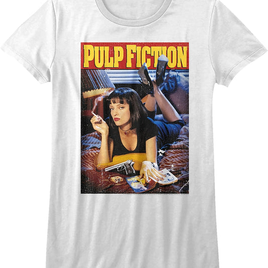 Ladies Distressed Movie Poster Pulp Fiction Shirt