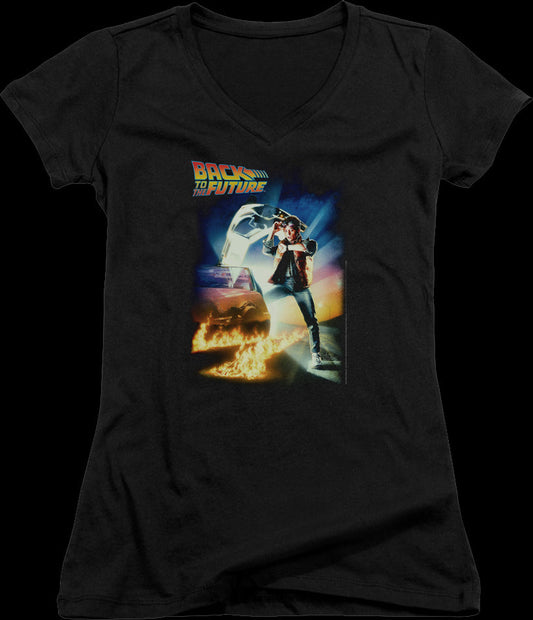 Ladies Movie Poster Back To The Future V-Neck Shirt
