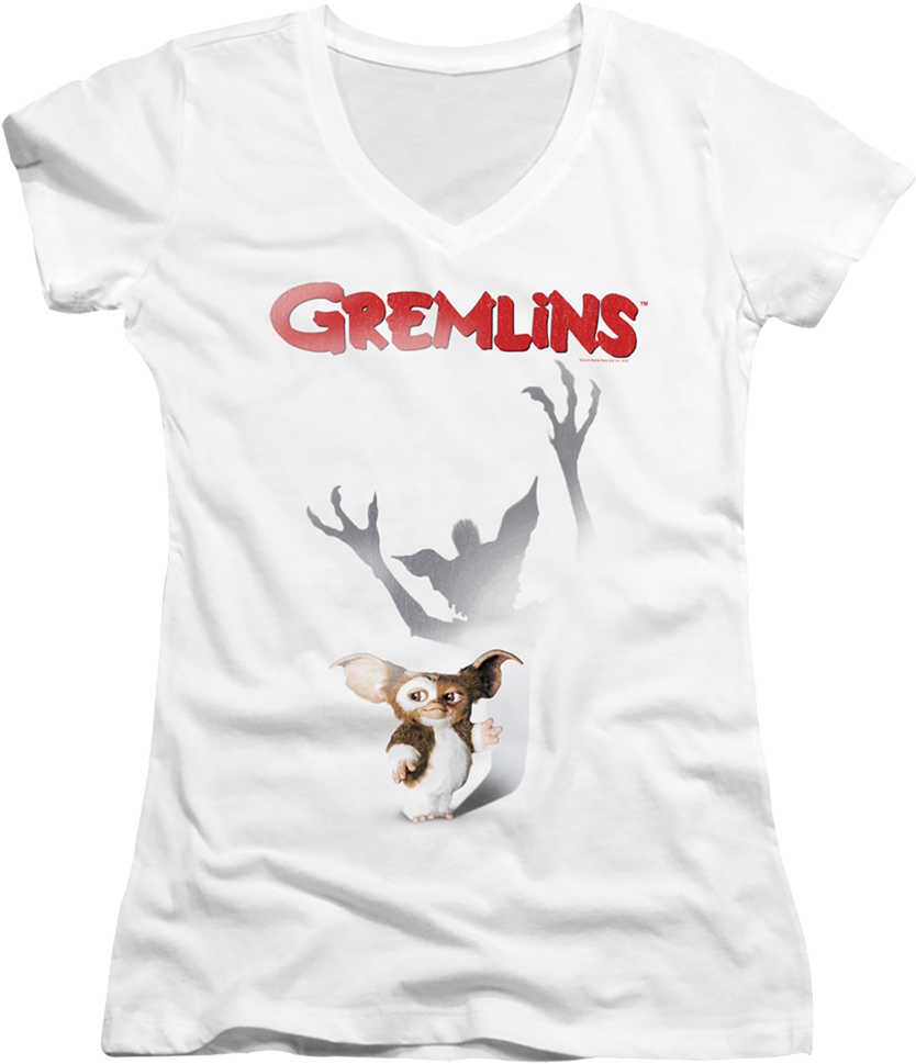 Ladies Shadow Poster Gremlins V-Neck Shirt