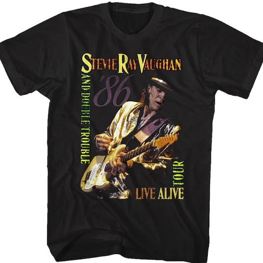 Live Alive Tour Stevie Ray Vaughan Front Back T-Shirt