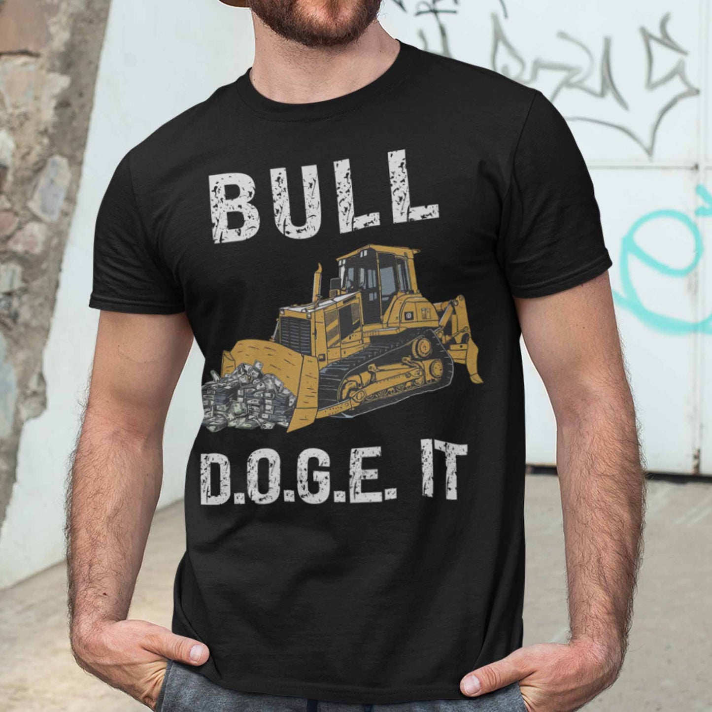 Bull D.O.G.E. It Funny Trump Elon Patriotic America First Graphic T-Shirt