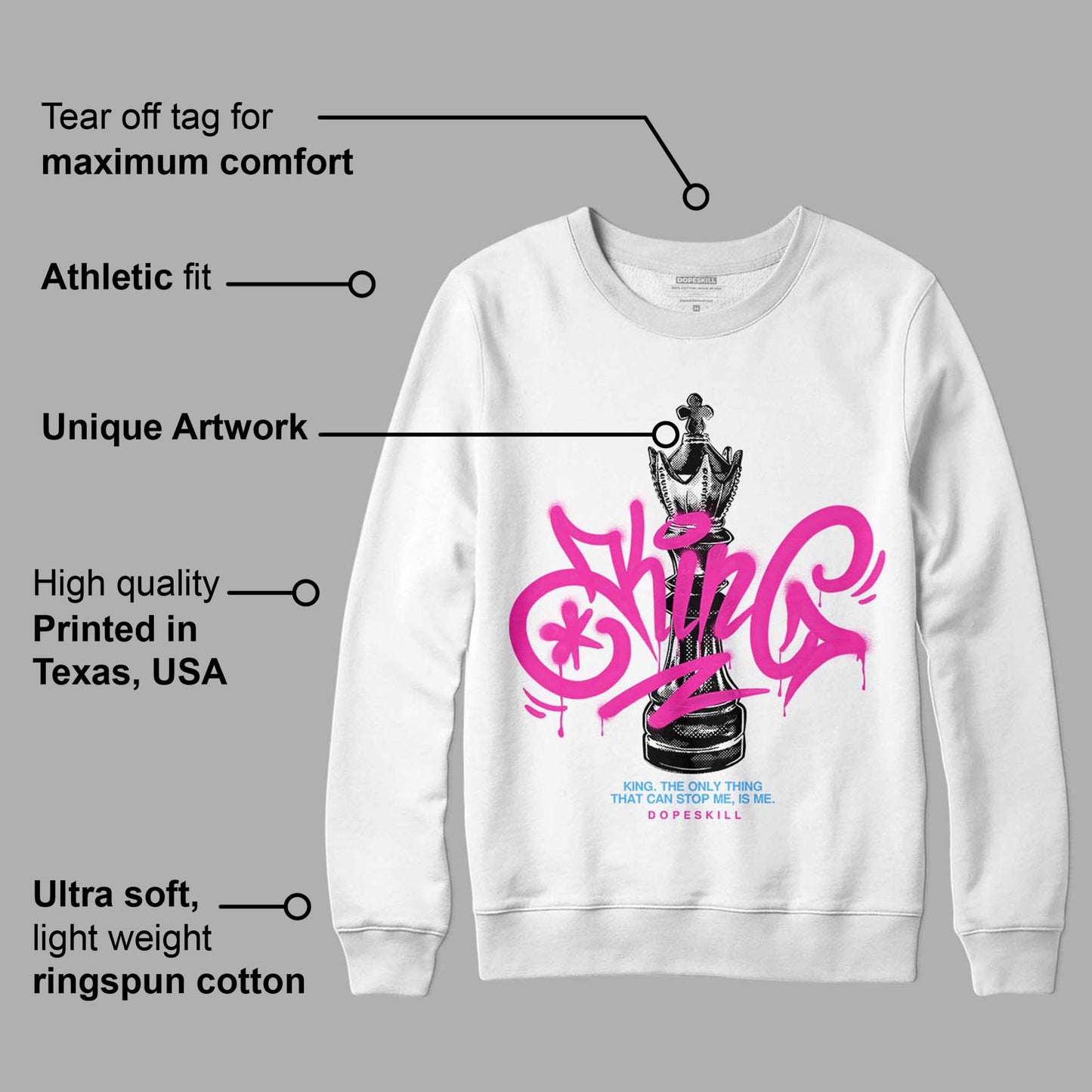 Pink Collection DopeSkill Sweatshirt King Chess Graphic