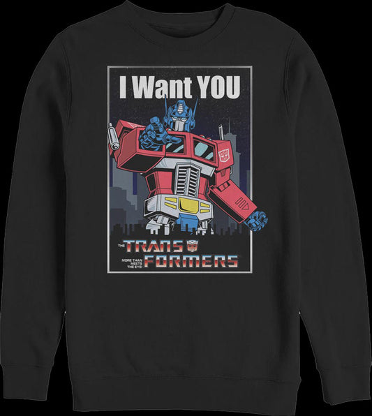 Optimus Prime I Want You Poster Transformers Sweatshirt