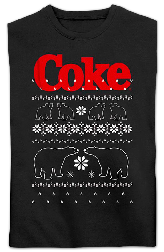Polar Bear Outlines Faux Ugly Christmas Sweater Coca-Cola Sweatshirt