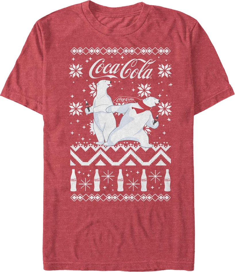 Polar Bears Faux Ugly Christmas Sweater Coca-Cola T-Shirt