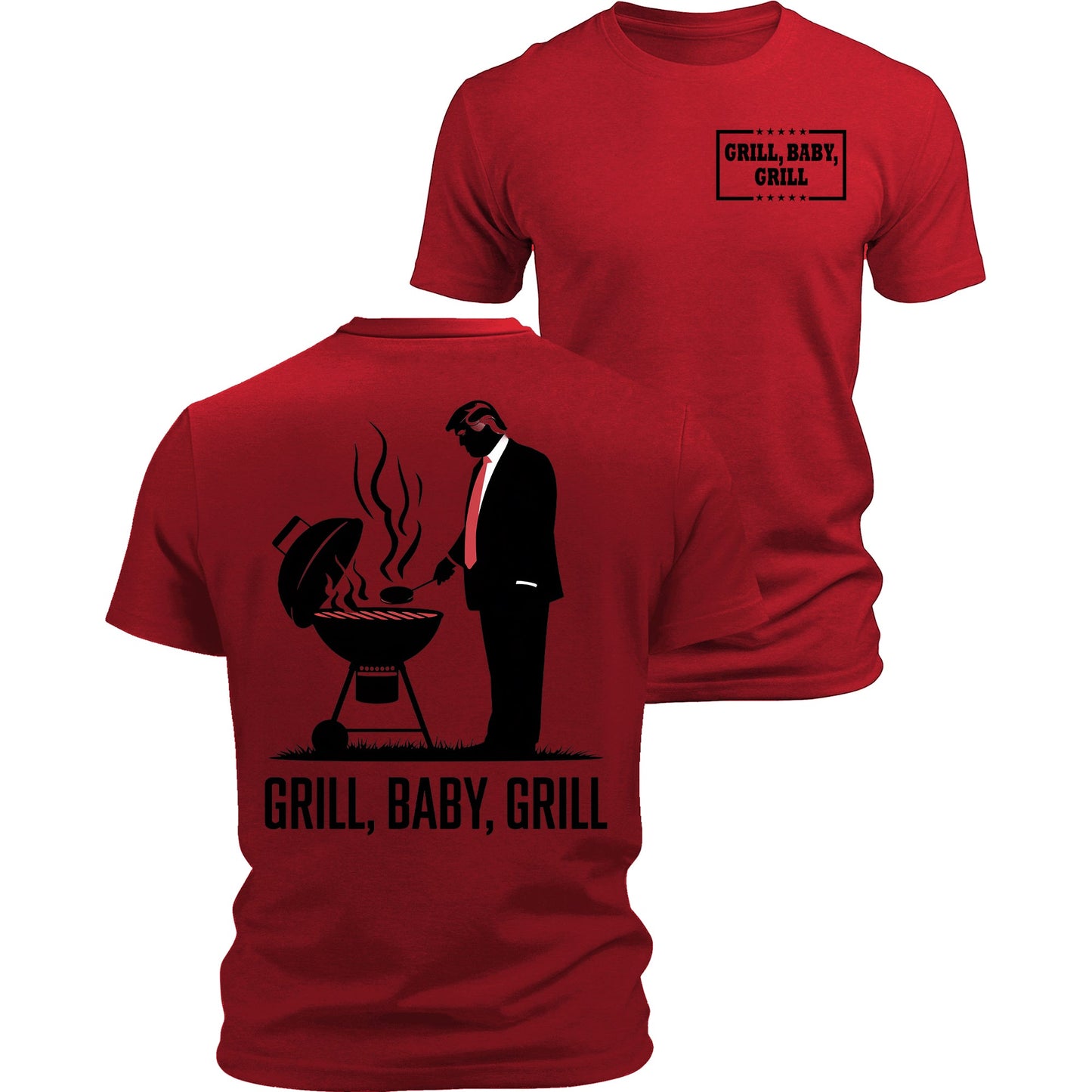 Grill Baby Grill Funny Trump Silhouette 4th of July T-Shirt Funny Patriotic USA Graphic Tee