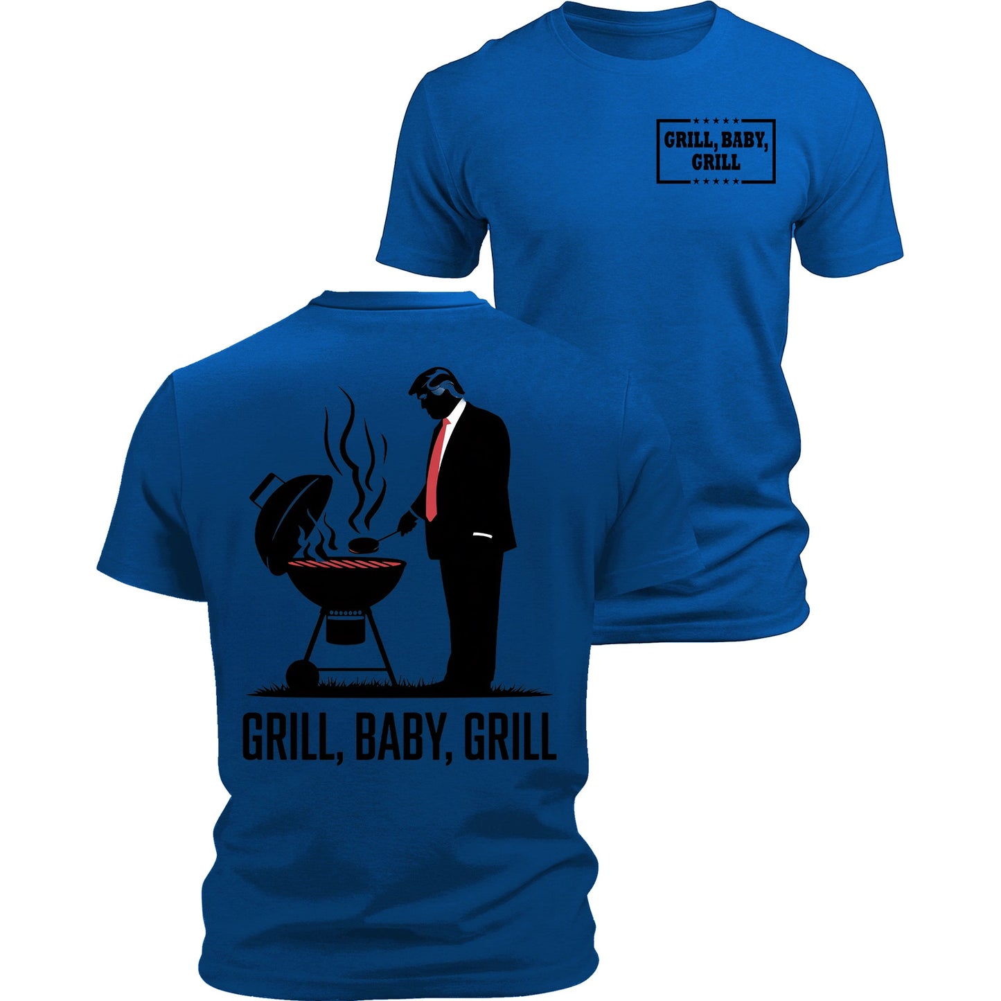 Grill Baby Grill Funny Trump Silhouette 4th of July T-Shirt Funny Patriotic USA Graphic Tee