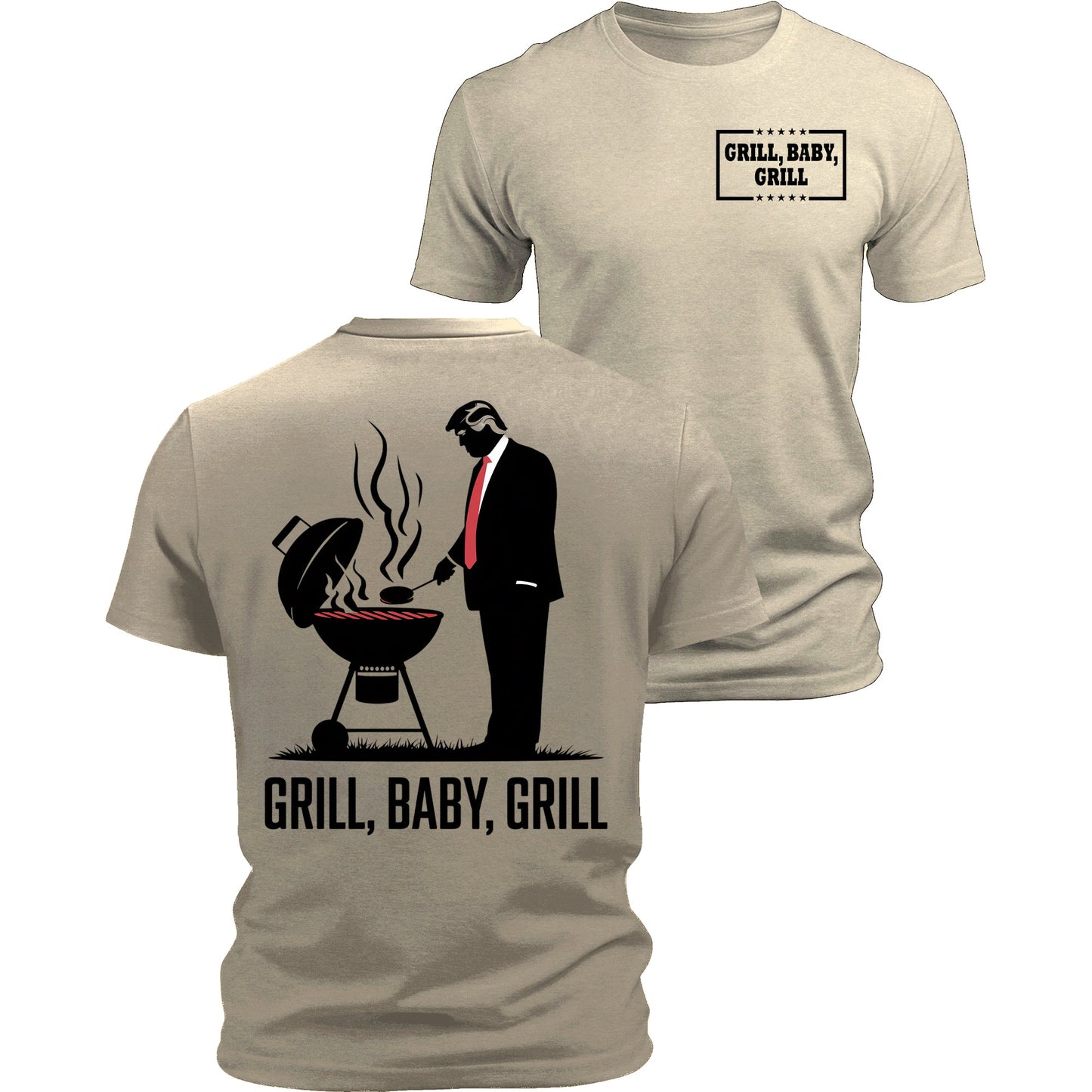 Grill Baby Grill Funny Trump Silhouette 4th of July T-Shirt Funny Patriotic USA Graphic Tee