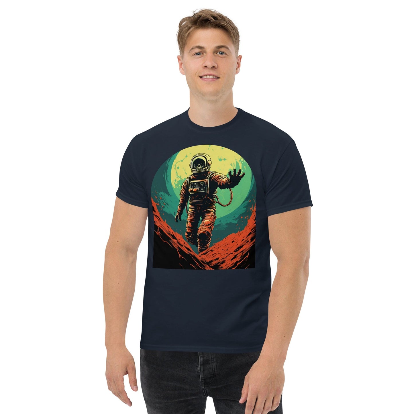 Skeleton Astronaut 50s Retro Sci Fi Horror T-Shirt