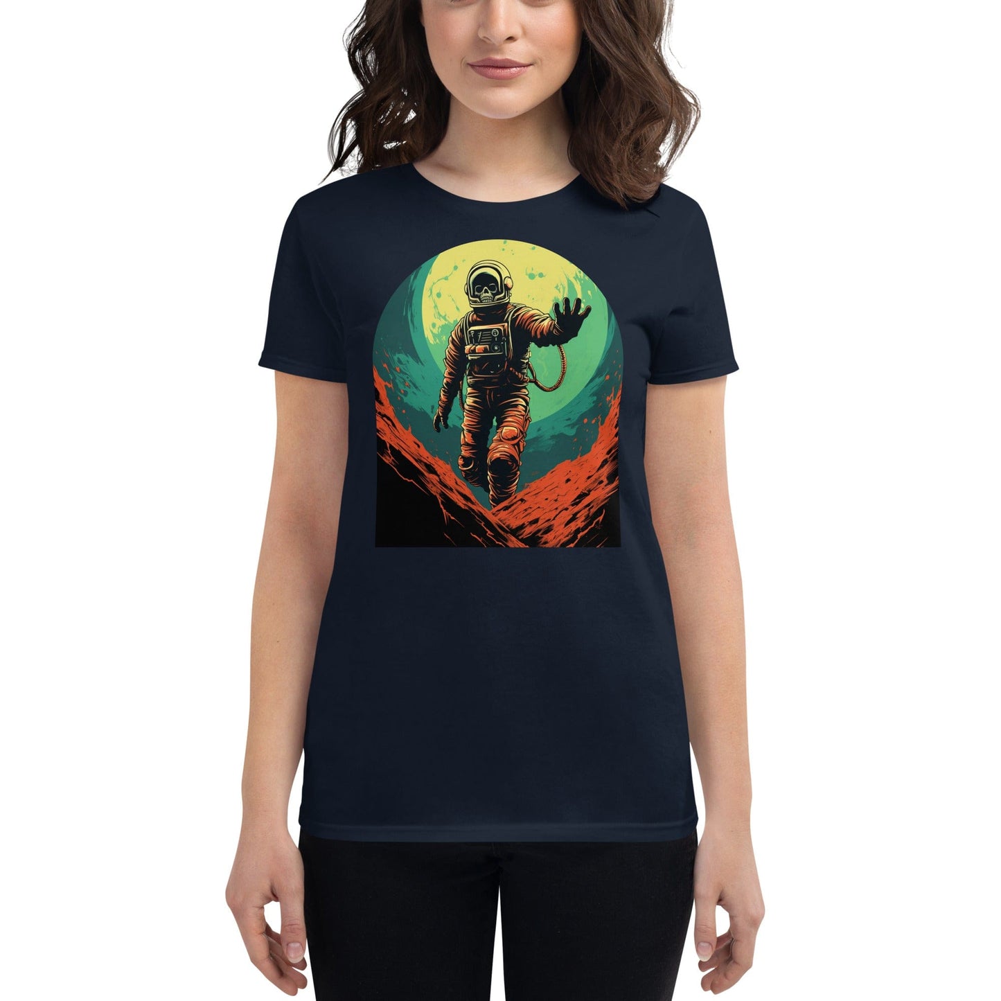 Skeleton Astronaut 50s Sci Fi Horror Women's Premium T-Shirt