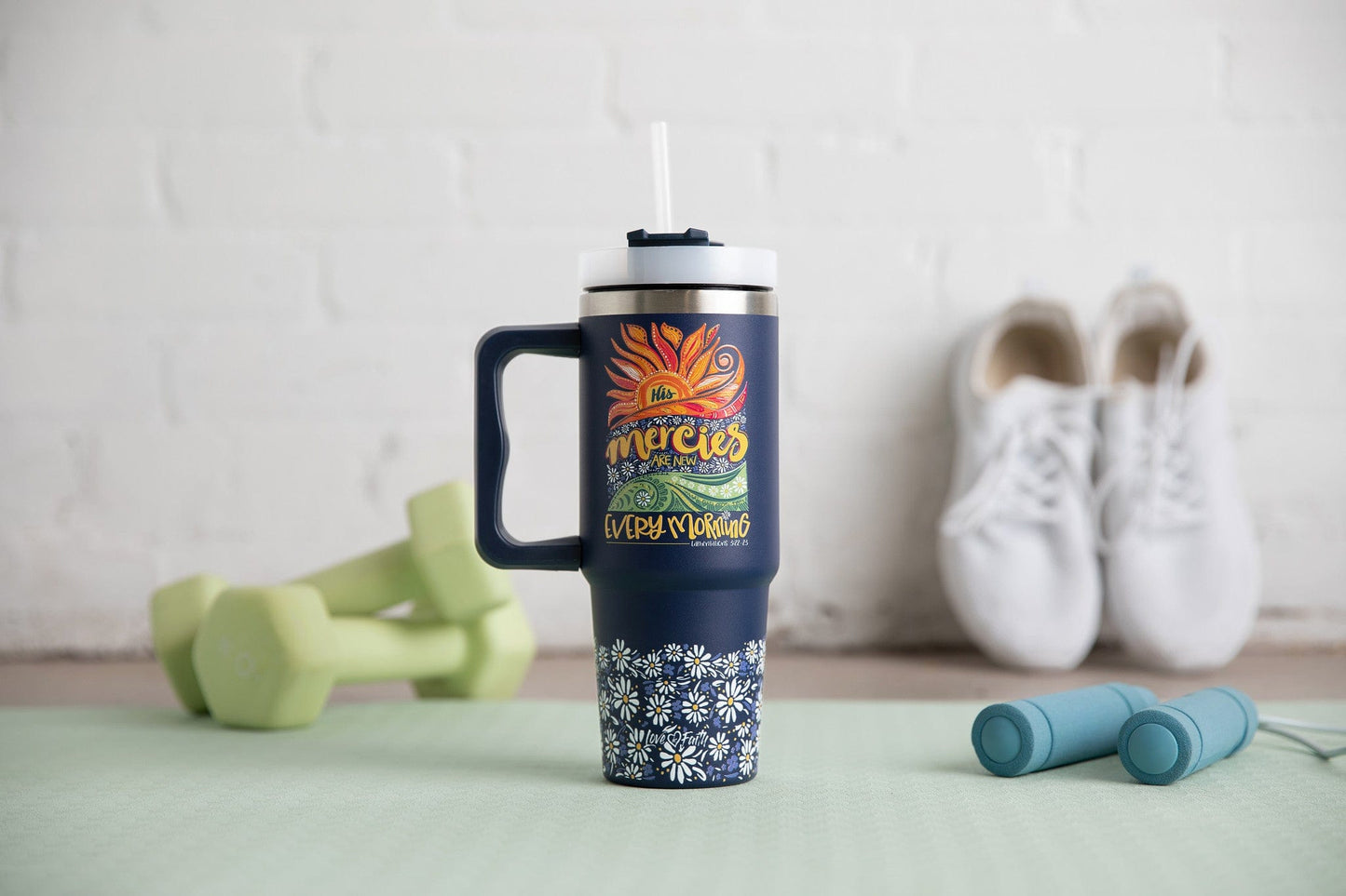 His Mercies are New Sunrise Stainless Steel 30oz Tumbler With Handle